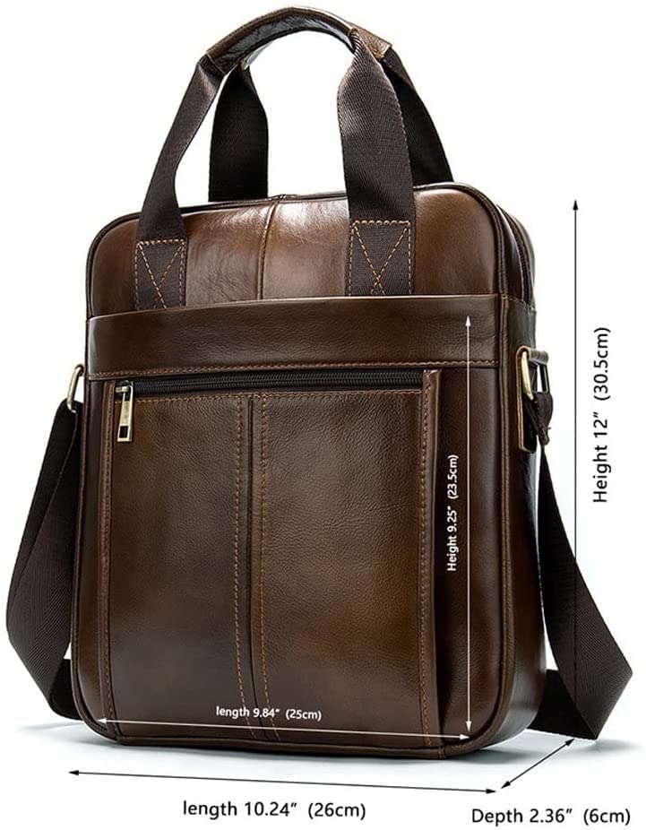 Shoulder Bag and Handbag,Leather Crossbody Shoulder Satchel Bag for Men Work Business Vintage Adjustable Straps (Color : Black, Size : 26 * 6 * 30.5cm)3