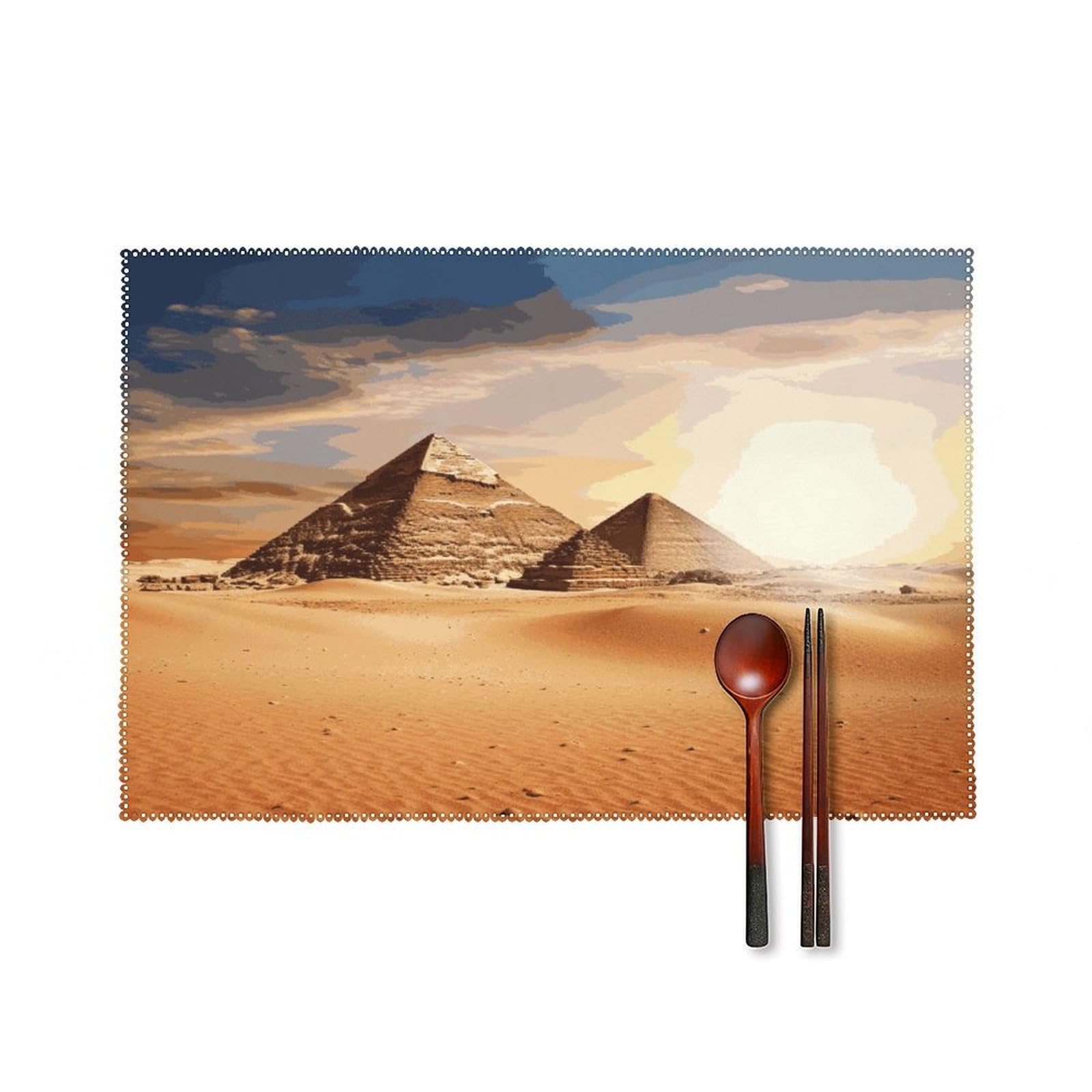 Fodpand Style Egyptian Pyramid In Desert Placemats Set Of 4 Place Mats Table Mats