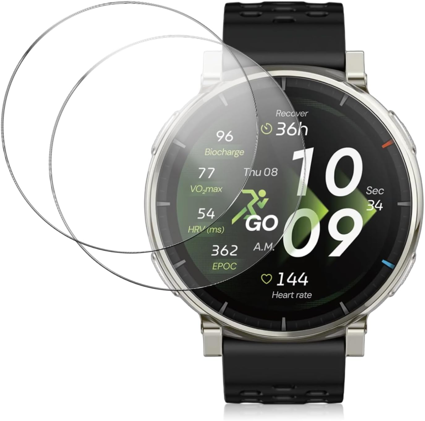 m.g.r.j® tempered glass screen protector for amazfit active 3 premium gps running smart watch (1.32") (pack of 2)