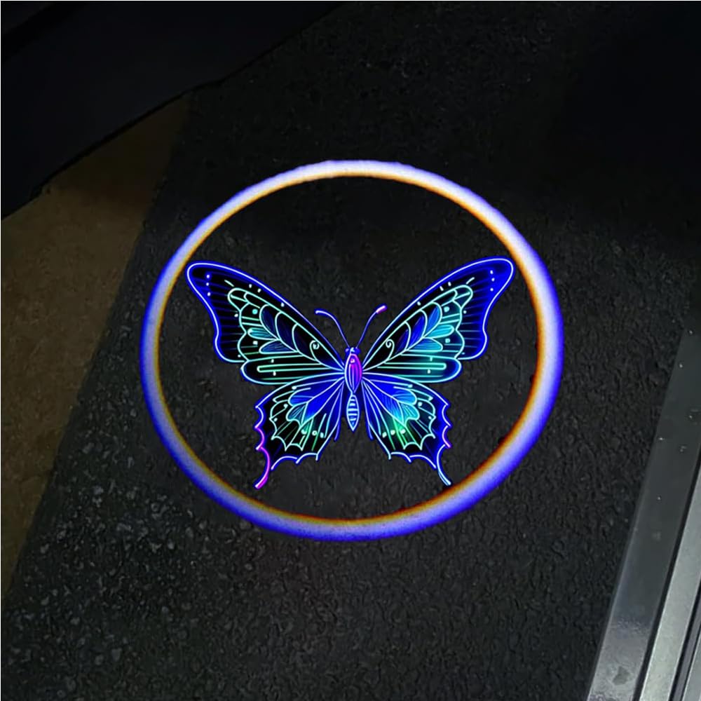 LYUQAPZ 2Pcs Car Door Projector Logo Light for Butterfly Cute, Universal Wireless Courtesy LED Ghost Shadow Lights Welcome Lamp Suitable fit All Models