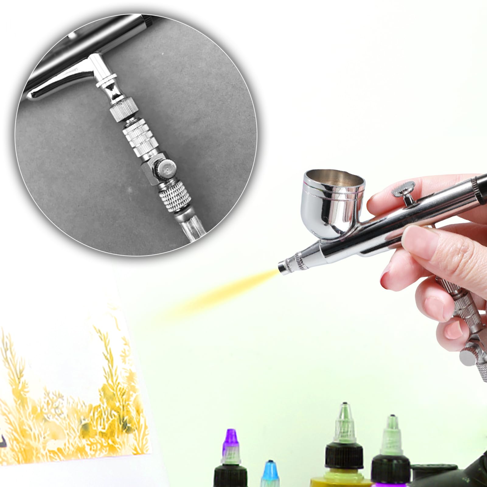 LEONTOOL 15 Pieces Airbrush Adapter Set Airbrush Quick Connect Airbrush Quick Release Disconnect Adapter Fitting Connector Set including Cleaning Tool for Air Compressor and Airbrush Hose - Image 3