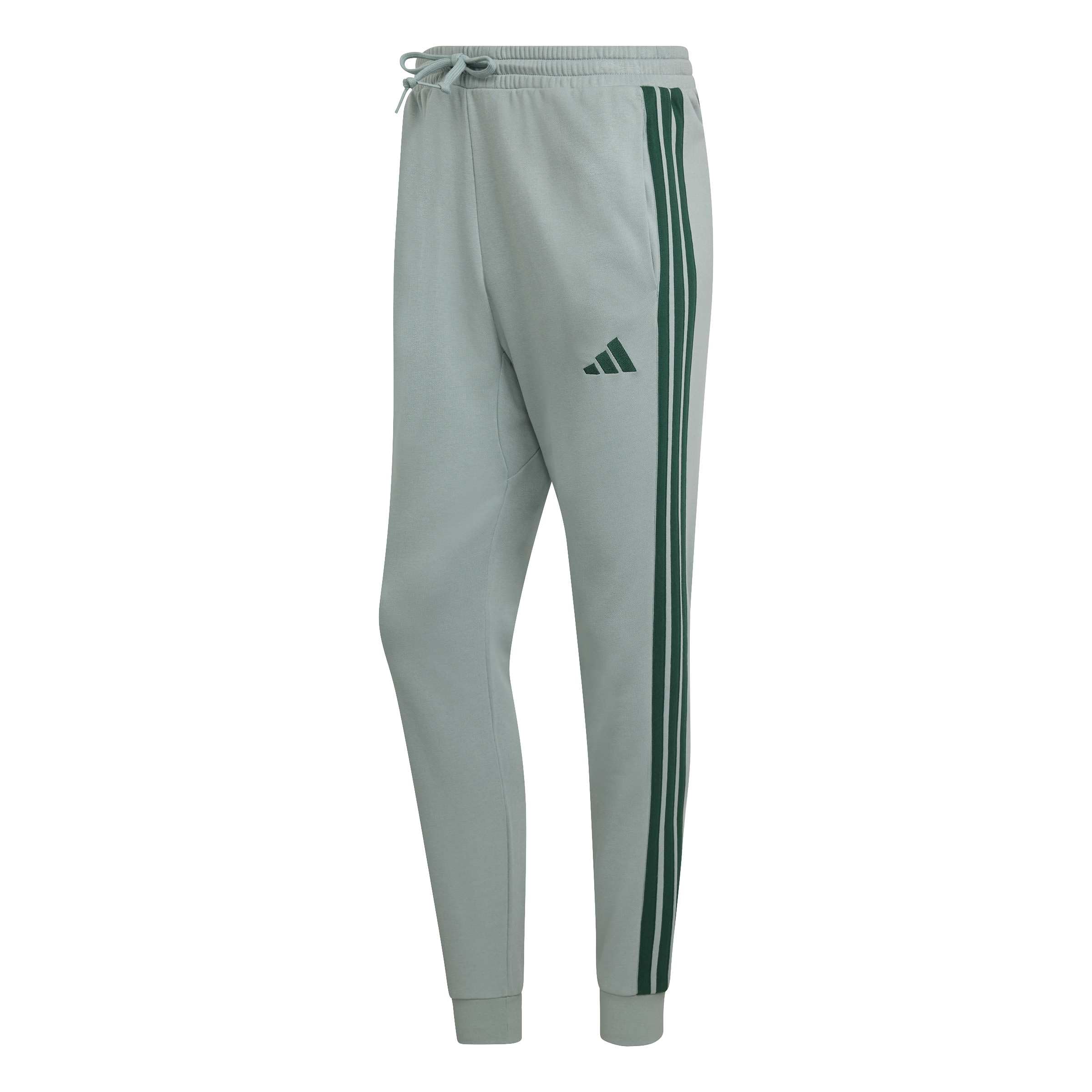 adidas Men's Essential Three Stripes Fleece Pant, Wonder Sage/Collegiate Green, M