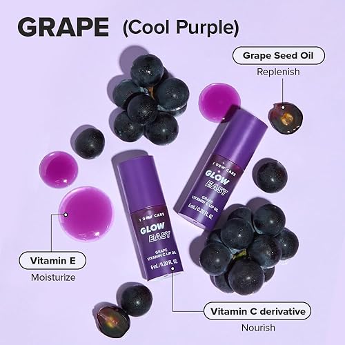 Miniatura 3 de I DEW CARE Aceite labial Glow Easy Grape  Aceite de labios con vitamina C, aceite de labios brillante pigmentado, calmante, maquillaje coreano,