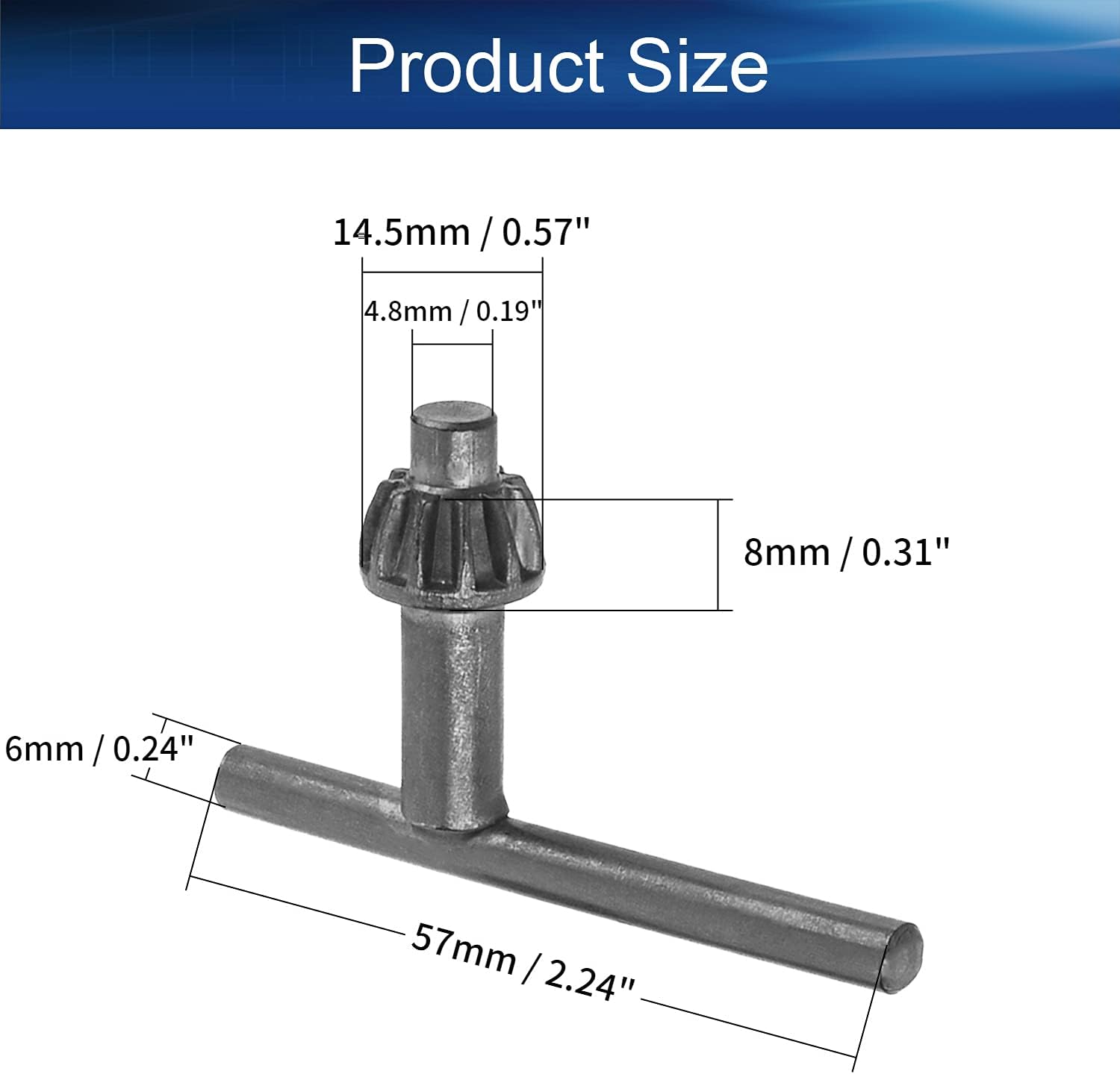 Auniwaig 3Pcs Drill Chuck Key, 5mm Pilot 15mm Gear Diameter, Carbon Steel, Black, for 0.6-6mm Drill Chucks