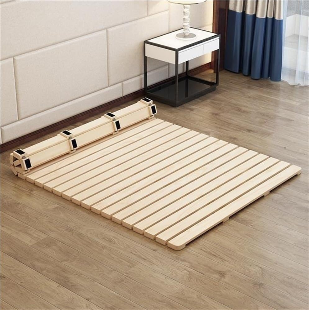 Futón Plegable de Madera Maciza con Estructura de láminas enrollables, Ideal para Dormitorio y Sala de Estar, diseño Compacto (78,7 x 53,2 Pulgadas)