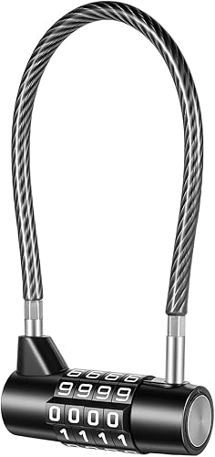 Cerradura de cable de 4 dígitos con combinación, bloqueo de cable de acero de aleación de zinc de 7 pulgadas para taquillas, gimnasio, caja de