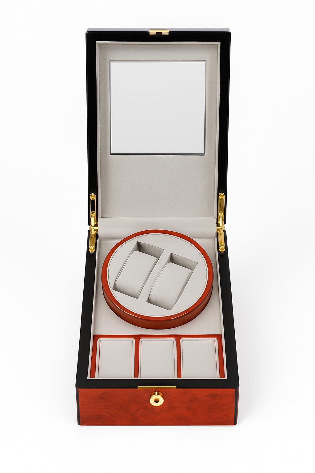 Carica Orologi Automatici Watch Winder 2 Orologi + 3 Supporti – Scatola Porta Orologi Elegante in Legno con Rotore Silenzioso, Movimento Automatico, Custodia Espositore Orologi da Collezione