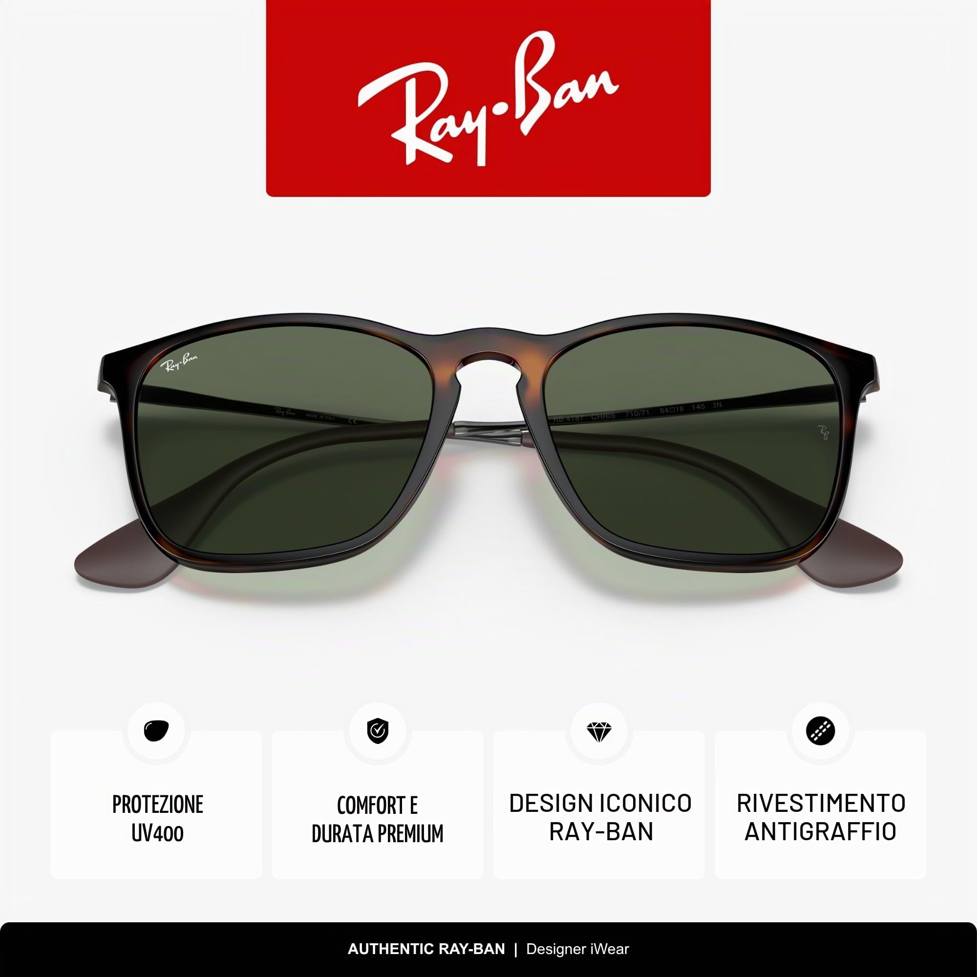Ray-Ban 4187, Occhiali da Sole Uomo
