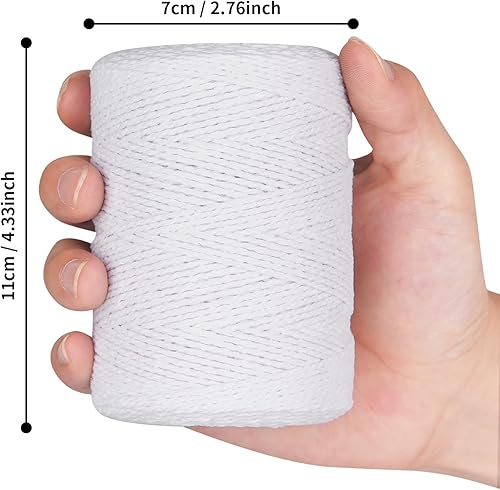 Miniatura 3 de Ohtomber Cordel de algodón blanco para carniceros  Cuerda de 656 pies de grosor de 0.079 pulgadas (0.079 in) de grosor, envoltura de regalo de