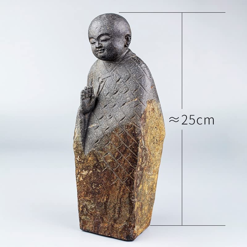 Amazon｜9.8in 禅仏像石 Sculptur モンク置物玄武岩仏彫刻家の装飾