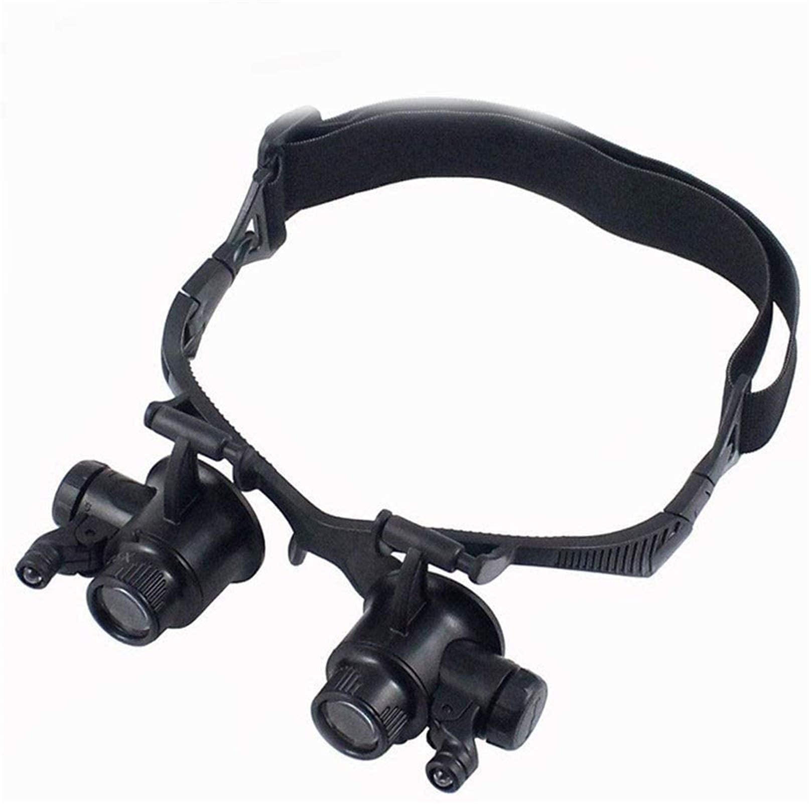 Stirnlupe, Lupenbrille, beleuchtet, zum Befestigen am Kopf, 10 x 20 x Frontlupe, Leselupe zum Lesen, Schmuck, Freizeit und Lesen.
