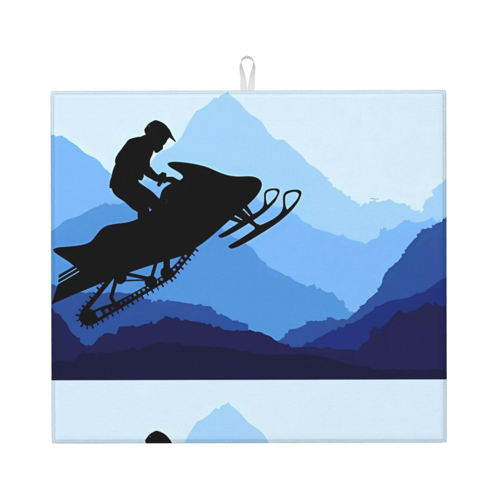 WHJSHOP Snowmobile Prints Kitchen Drying Mat - Absorbent Dish Drying Throw with Vibrant Prints, Quick-Dry Countertop Layer for Dishes & Glassware - Non-Slip