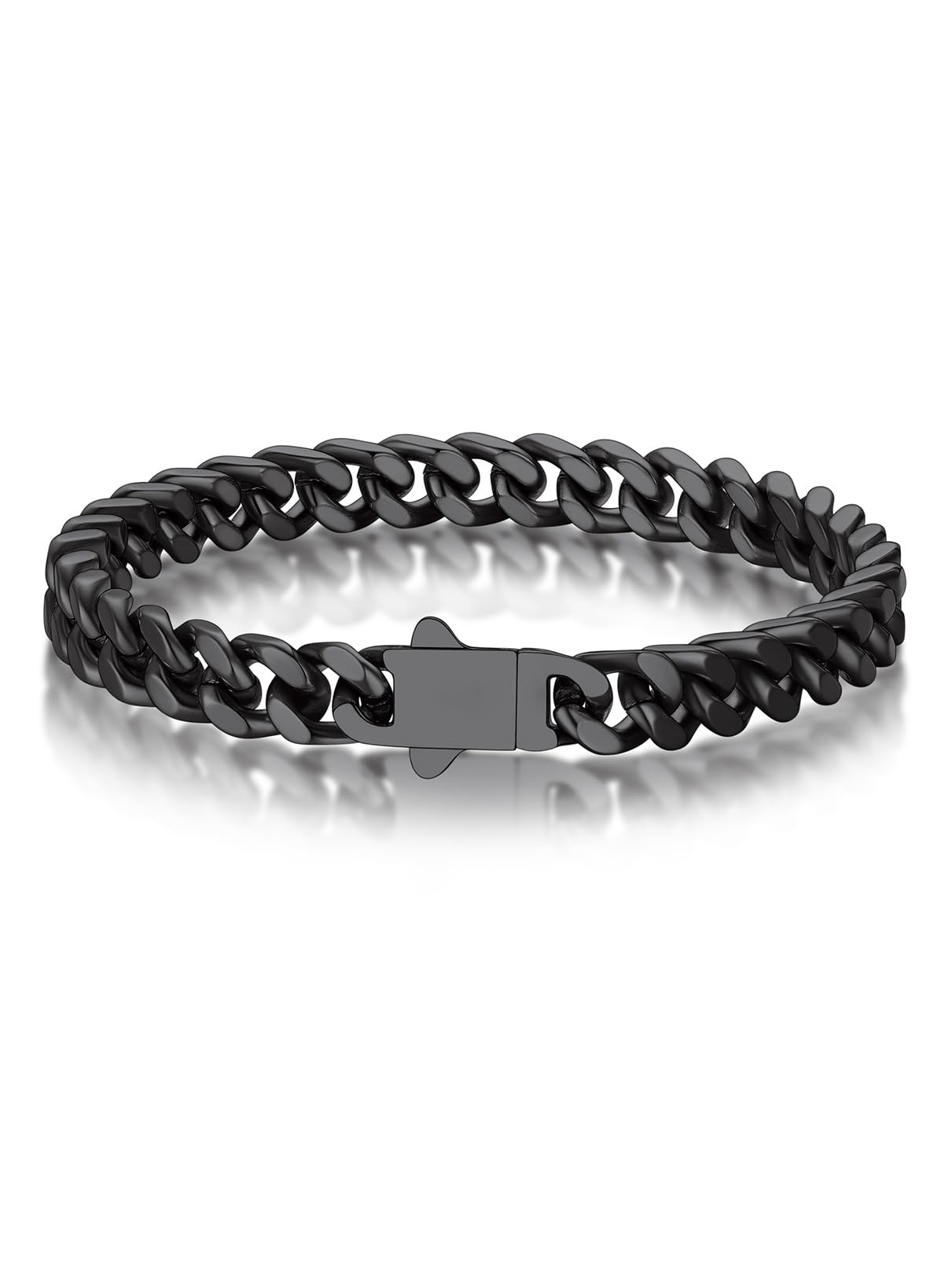 Bandmax Mens Hip Hop Cuban Link Bracelets 5/7/9/12MM Stainless Steel Miami Curb Chain Bracelet Silver/Gold Plated/Black Wristlet Chains for Men 7"-9"