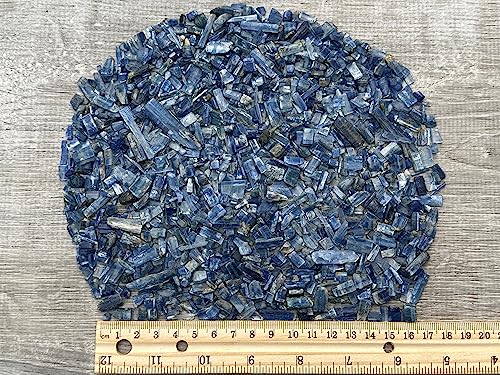 Image of 2 oz Lot Natural Blue Kyanite Semi Blue KyaniteTumbled Gemstone Chips, Crushed Mini Crystals, Undrilled Crystal Chips (Blue Kyanite)