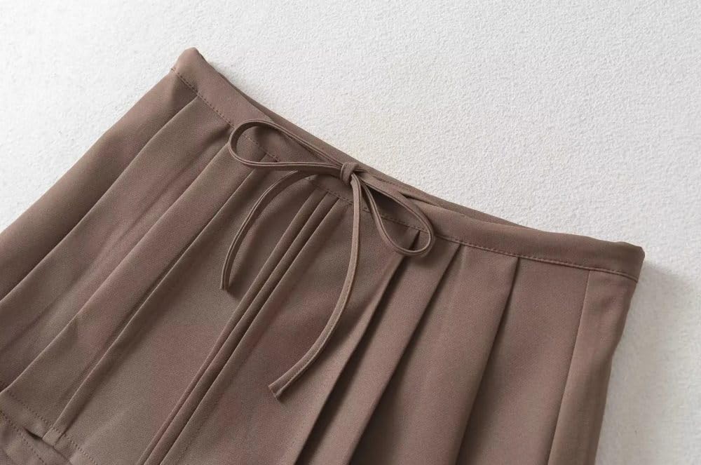 SWEPER Jupe Courte Femme - Mini Short Cargo pour Femme, Jupe Décontractée, Slim, Taille Haute, À Lacets sur Le Devant