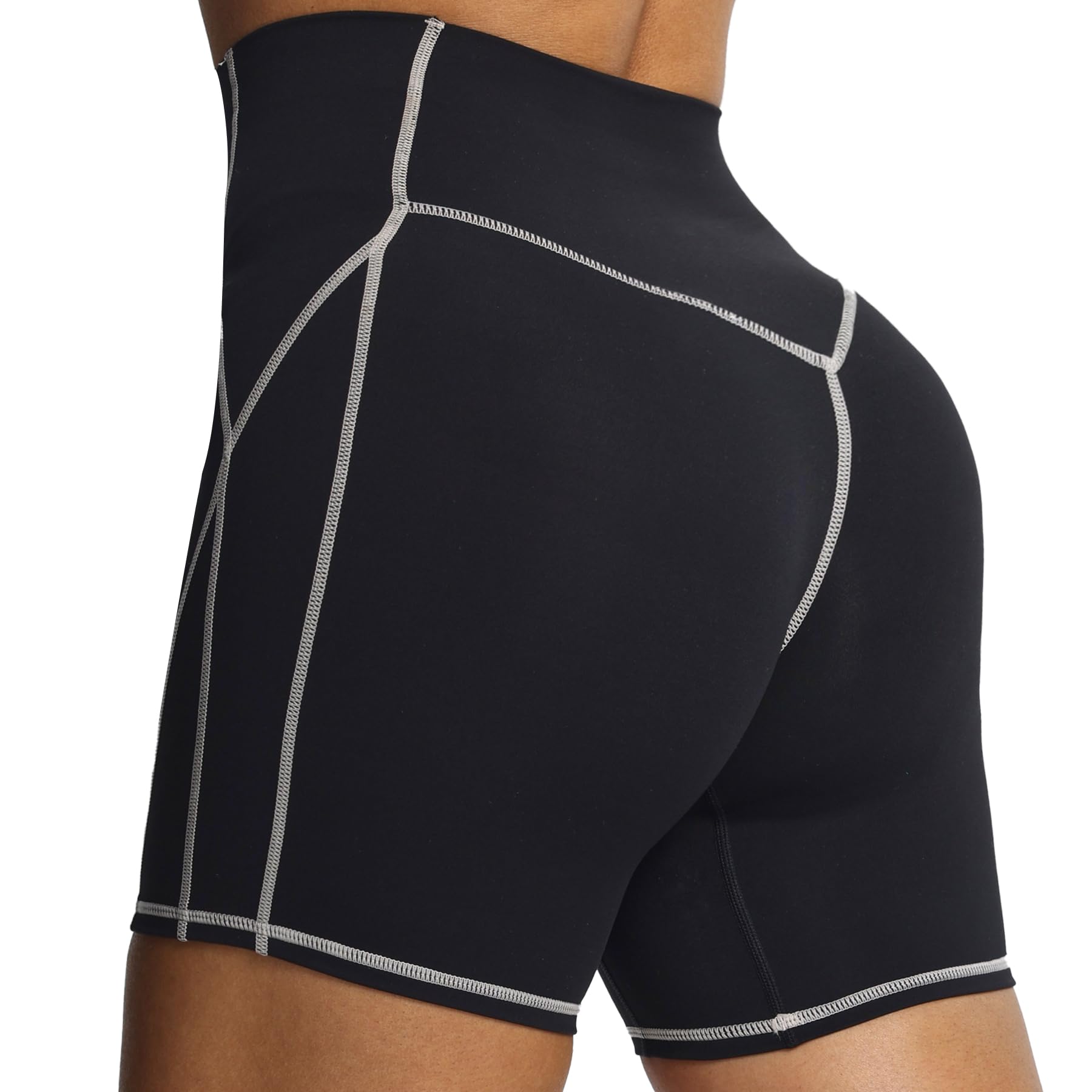 Lexi Lined Workout Biker Shorts for Women Tummy Control High Waisted Exercise Athletic Gym Running Yoga Short 6"-image-9