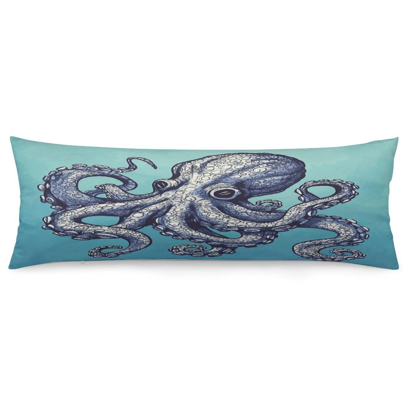 Octopus Design Body Pillow Cover Soft Breathable Long Pillows Cases with Hidden Zipper Cozy Pillow Case Personality Luxury Pillow Protector 18.9x53 in