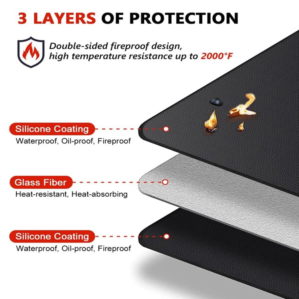 Tapis ignifuge résistant à la chaleur avec caractéristiques ignifuges, adapté pour les barbecues extérieurs, les fumoirs, les foyers et les poêles, imperméable et résistant à l'huile pour un nettoyage