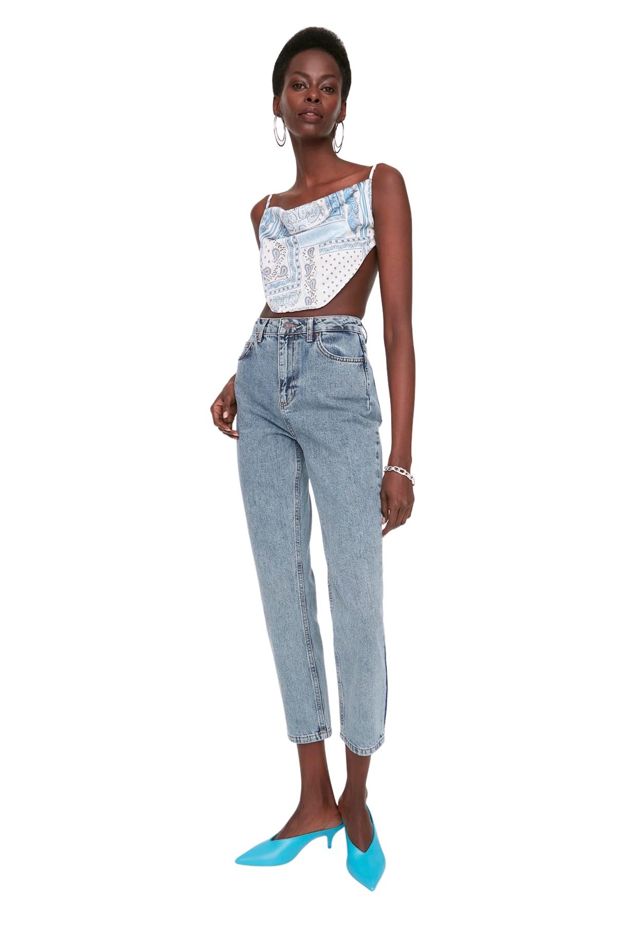 Trendyol Women's Light Blue High Waist Straight Leg Bootcut & Flared Jeans