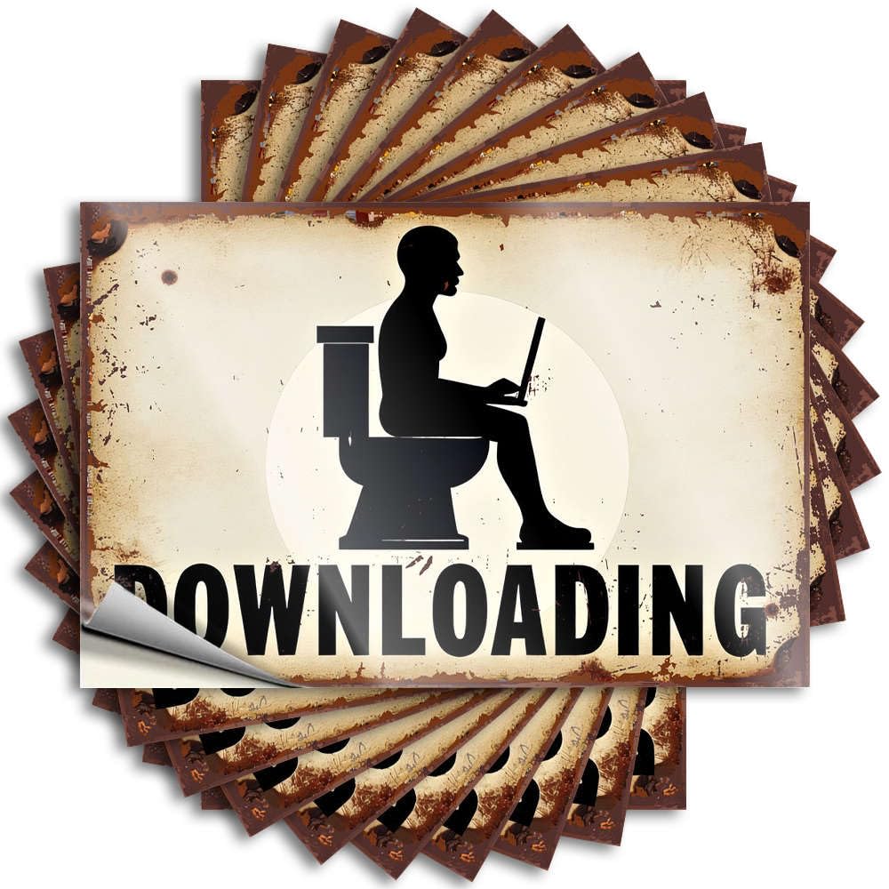Girly Decals Aesthetic Decals, Funny Office Decor Cute Pattern Design for Billiard Notebook | Bottle Removable Vinyl A Person is Sitting On A Toilet Using A Laptop with The Word(6X9CM)