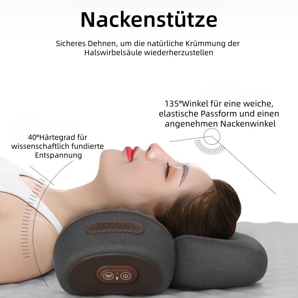 Wirbelfrei – 3 in 1 Nackenkissen mit Traktion, Wärme & Vibrationsmassage, Ergonomisches Memory Foam