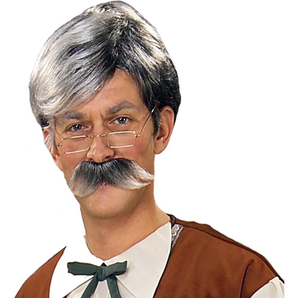 Forum Novelties Gepetto Wig and Moustache Kit, Grey