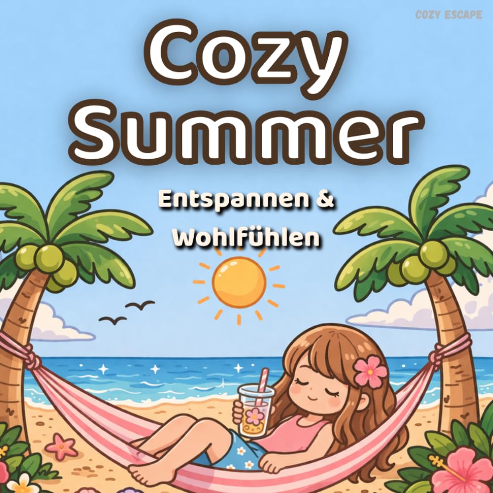 Cozy Escape: Sommer Malbuch für Erwachsene: Entspannende und niedliche Ausmalbilder mit gemütlichen Urlaubsszenen, Strandmomenten und ruhigen Sommervibes (Cozy malbuch)
