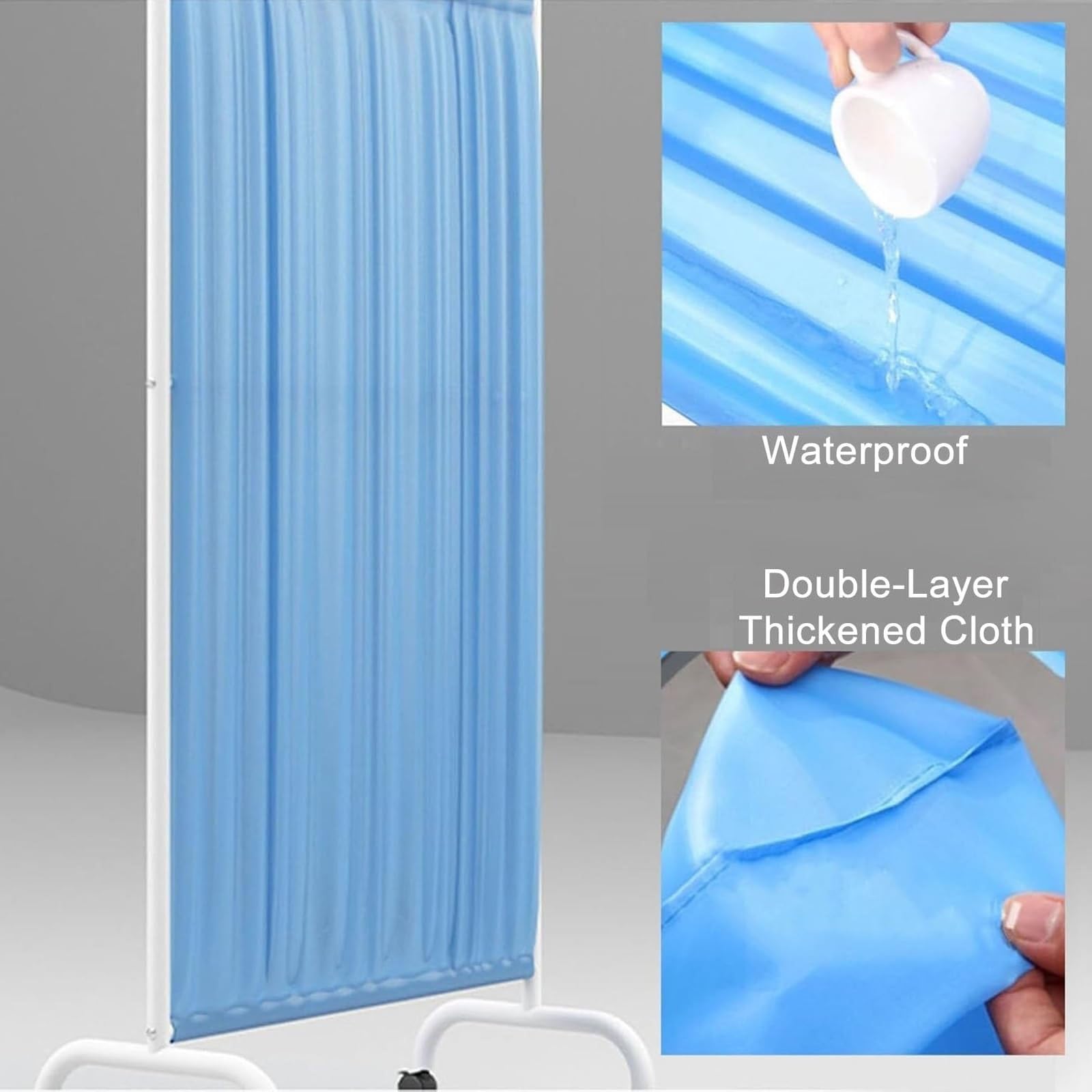 Biombo Médico Móvil De 1,8 M De Alto, Separador De Ambientes Portátil, Mampara De Pie De Un Solo Panel con Rueda, Tela De Nailon Impermeable, For Oficina, Clínica Y Salón De Belleza(White)