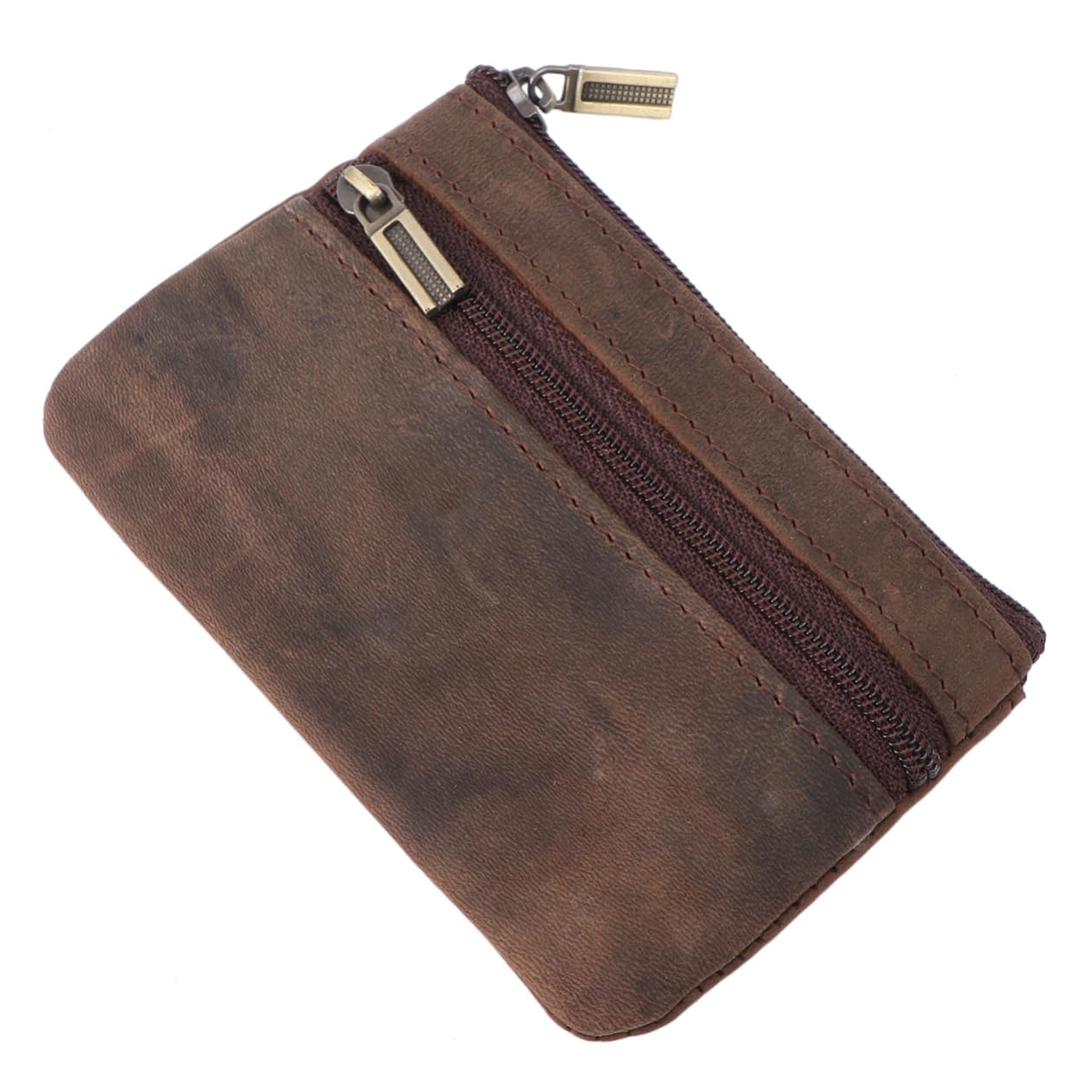 Ipetboom Mini Wallet for Men Vintage Zippered Coin Purse Comfortable for Business Cards and Small Items (dark)