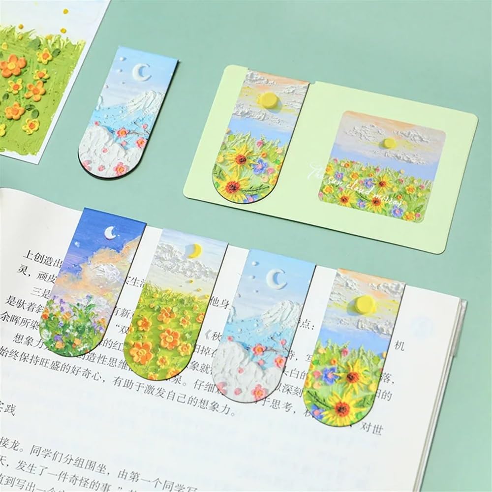 4 szt./zestaw urocza kreskówka magnes zakładka życie świeże zakładka kreatywna zakładka magnetyczna do książek Kawaii przybory szkolne (4 szt. x 20)