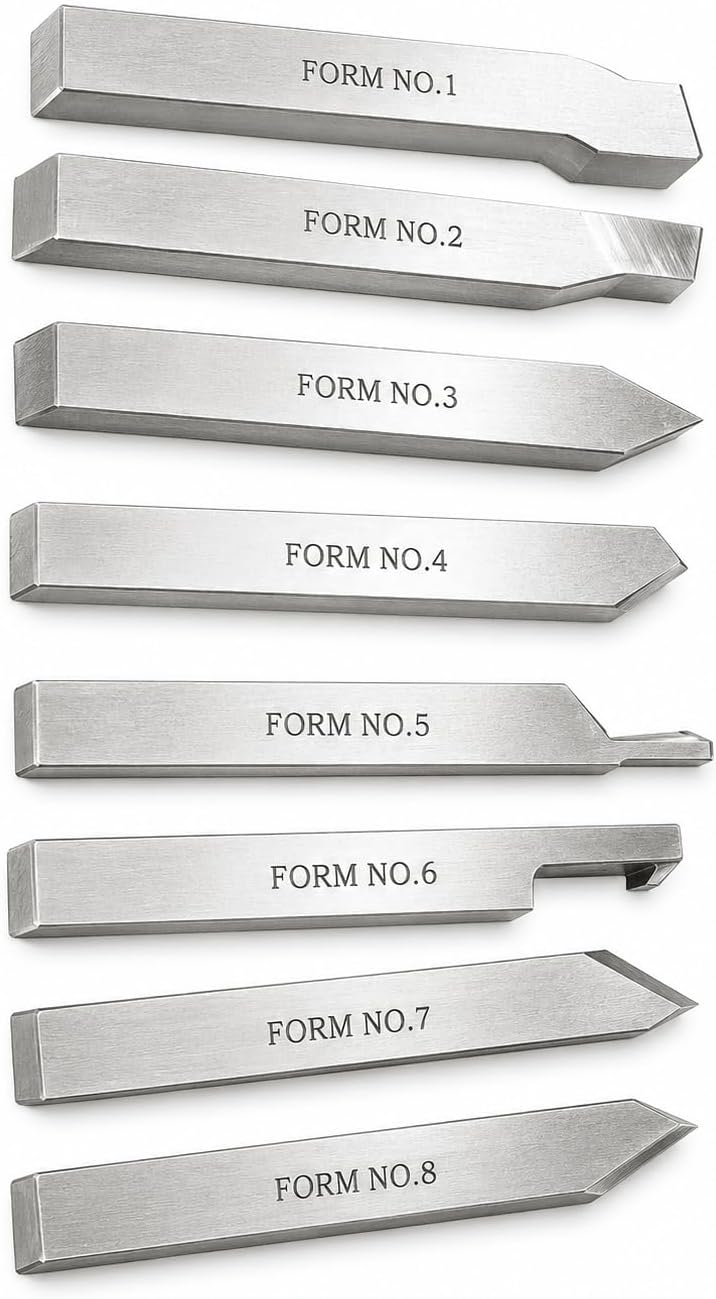 HSS Form Tool Set 6 mm 8PCS, Lathe Cutting Tool Bits, High Speed Steel Metal Forming Tools
