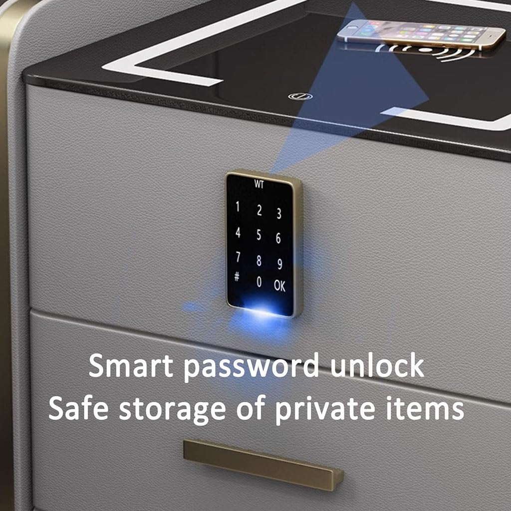 TPTBON パスワードロック LEDベッドサイドテーブル 充電ステーション Amazon.co.jp: 充電ステーションとLEDライト付きのベッドサイド