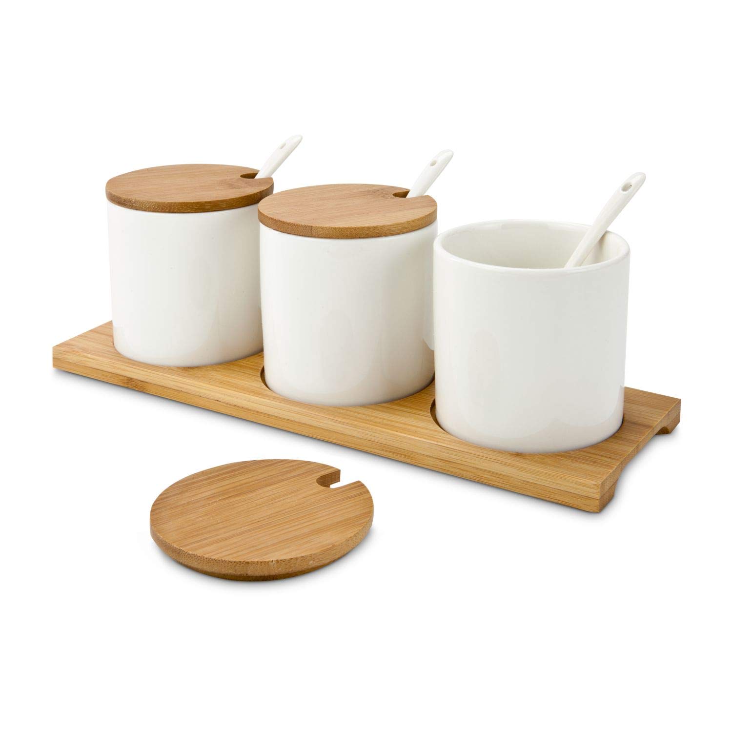 ROMINOX Gift Item Dip Set // TRE Malva - 10 Piece Set, 3 Bowls, 3 Spoons and 3 Lids on Serving Boards, for Dips, Sauces or Jams Dimensions: Approximately 28.5 x 9.5 x 9.2 cm