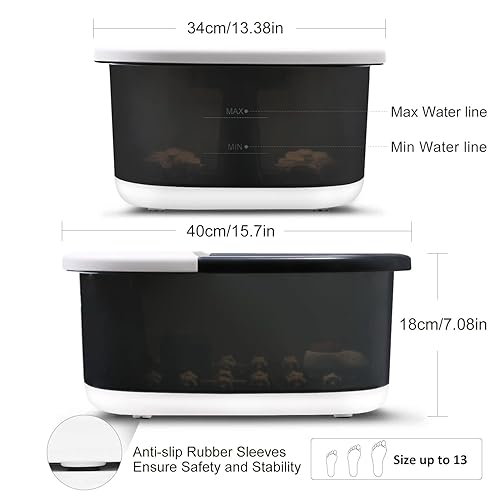 Vista 7 de Masajeador de baño de spa para pies con burbujas de calor y masaje por vibración y chorros, 16 onzas de sal de Epsom calmante de lavanda para pies