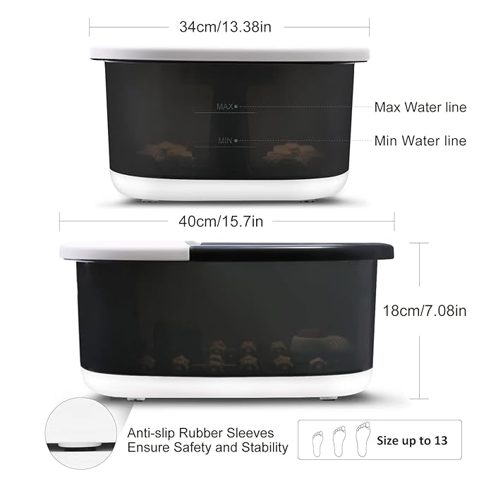 Spa de Pies con Calor, Burbujas y Masaje Vibrador - Negro miniatura 7