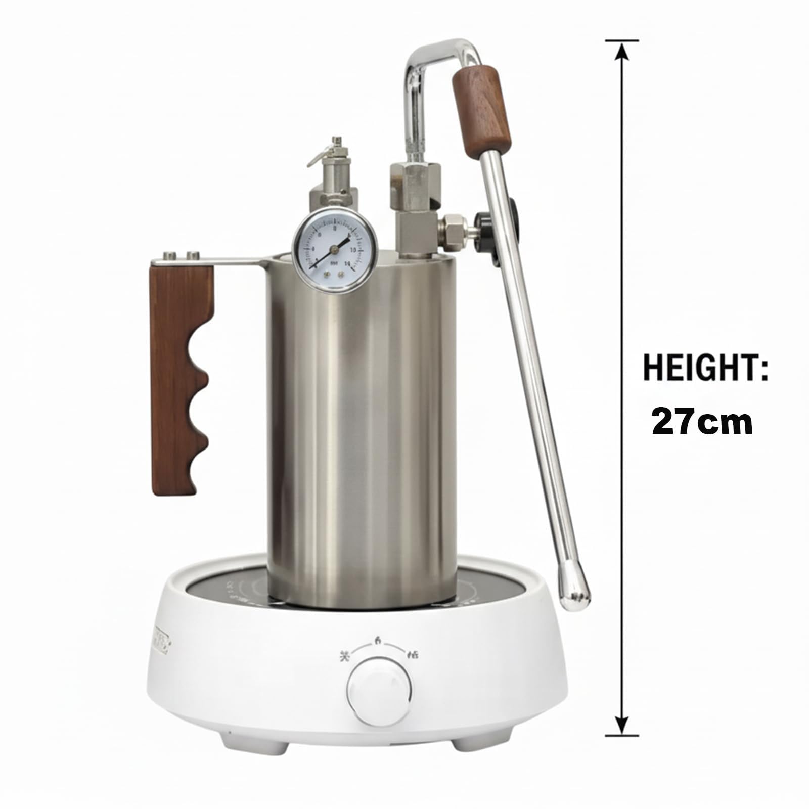 Spieniacz do mleka, ręczny elektryczny ekspres do kawy, maksymalne ciśnienie 4 bary, 100-500 ml, drewniany uchwyt, manometr, na kemping, latte, cappuccino