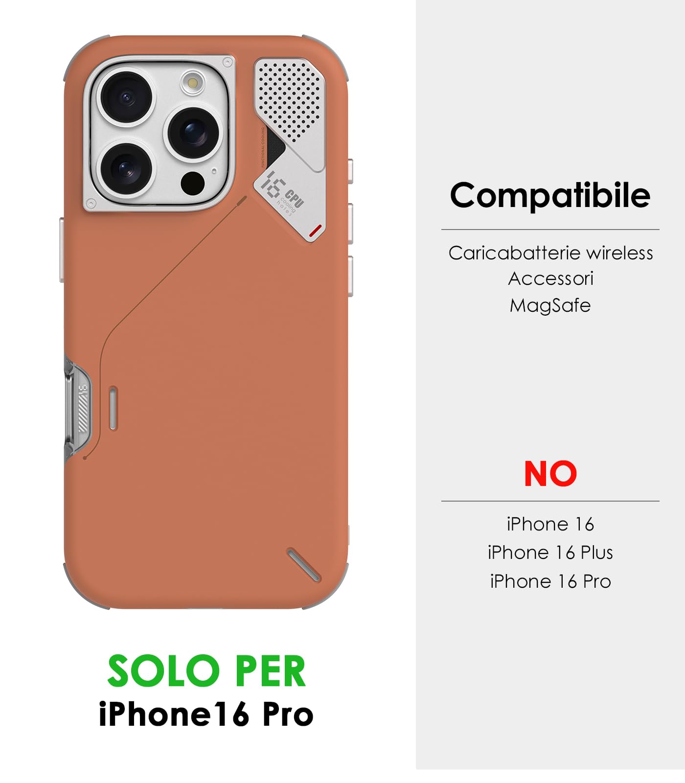 Aulumu A16 Custodia Antiurto per iPhone 16 Pro | Controllo Aggiornato della Fotocamera | Raffreddamento Reale | Telaio della Fotocamera in Lega di Alluminio | Protezione Multistrato a Strati Compositi