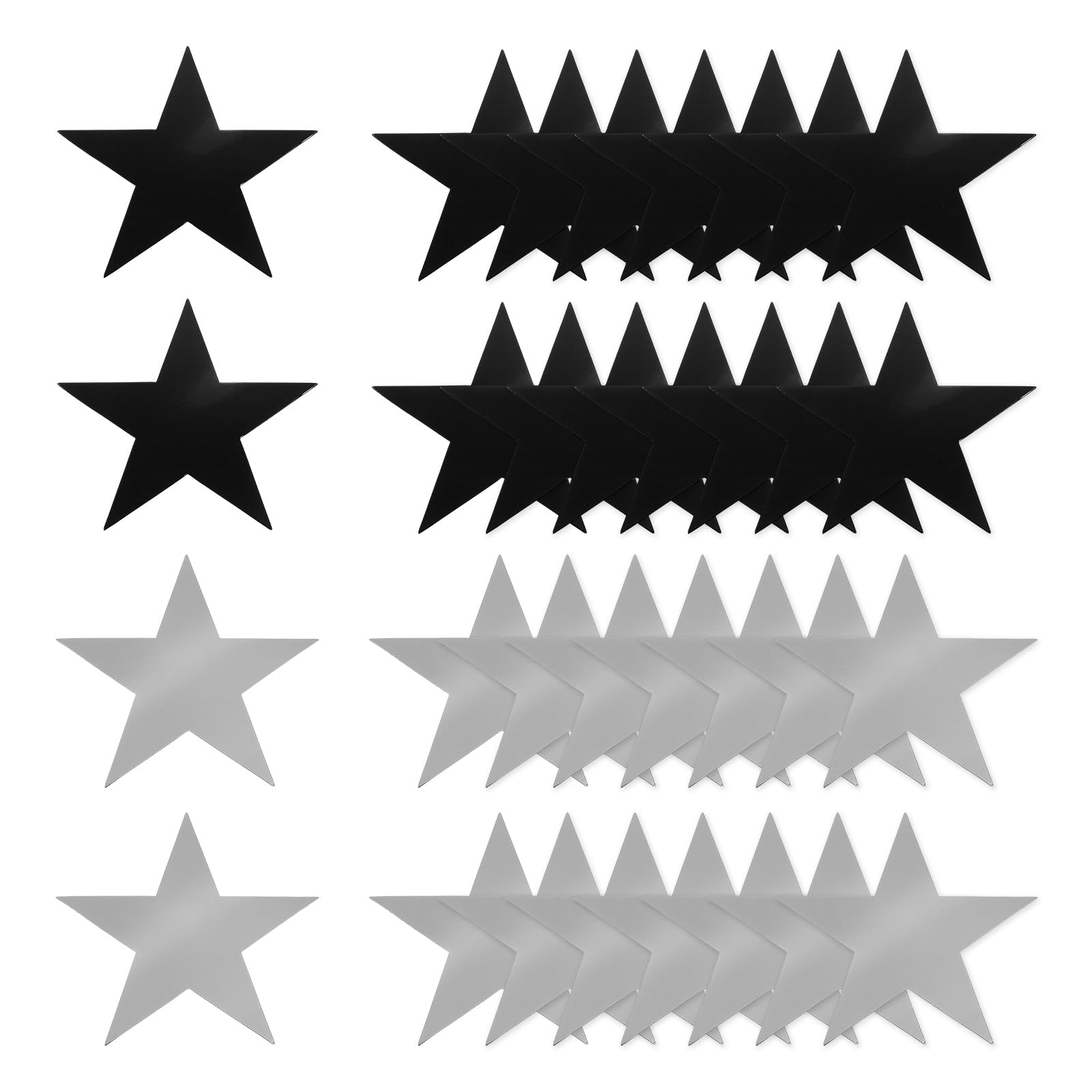 sourcing map 48 Pcs Stars Cutouts Decoration, 6" Double Printed Paper Stars Cutout Confetti Cardboard Stars Decorations for Bulletin Board Wall Classroom Party, Silver/Black
