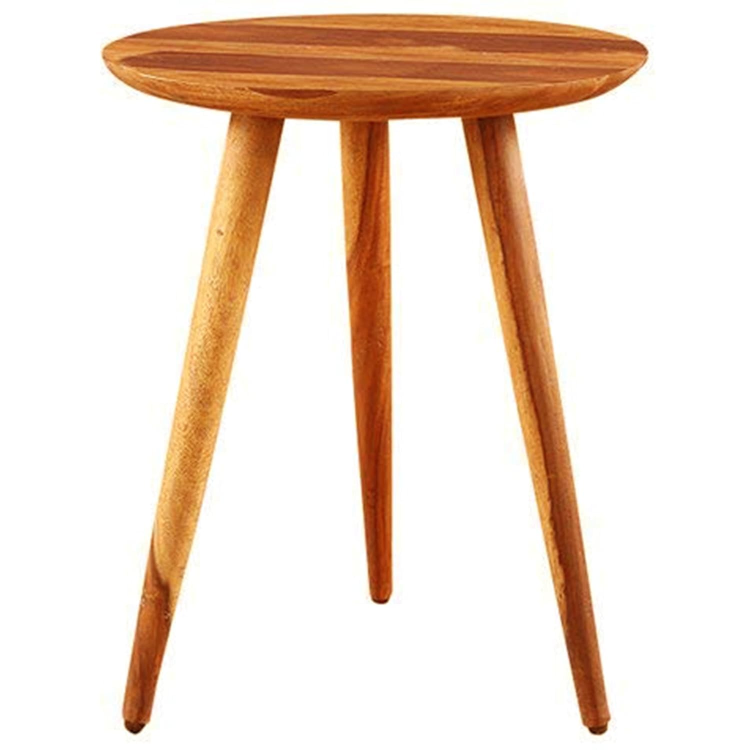LH Craft Sheesham Wood Tripod Bedside End Table for Bedroom Living Room || Wooden Sofa Side Stool for Hotels - Honey Finish-picture-14
