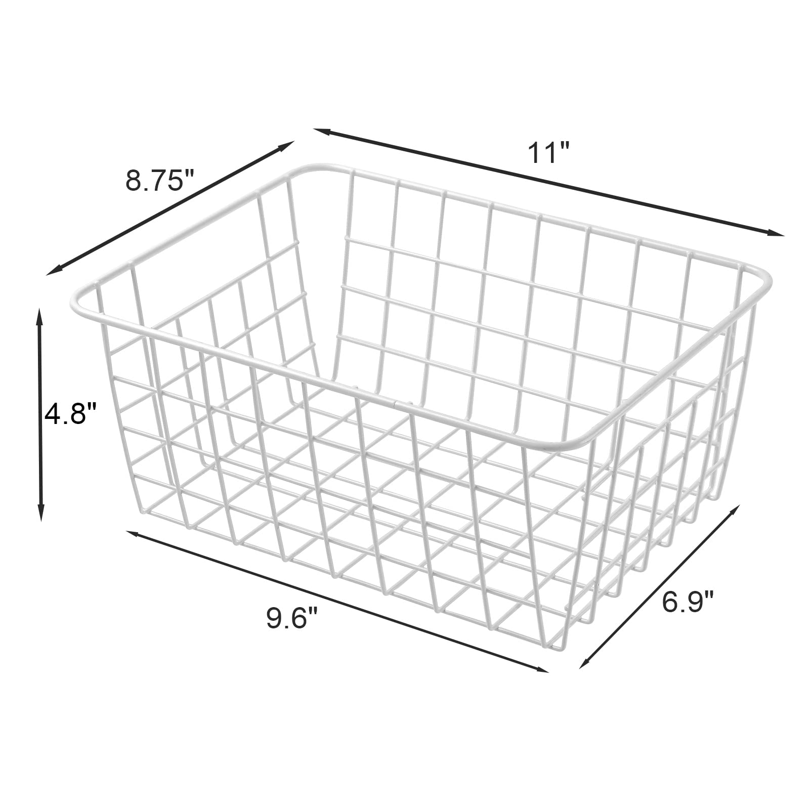 Canastas verticales de almacenamiento para congelador, de alambre blanco, para congelador, despensa, organización de baño, juego de 4