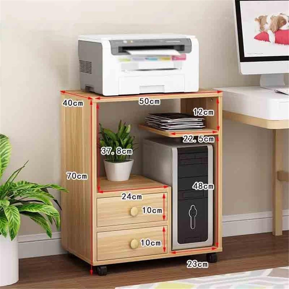 Soporte para impresora Estante de almacenamiento de oficina con polea, estante de almacenamiento multifuncional, gabinete for computadora de escritorio, estante for impresora Mesa para impresora
