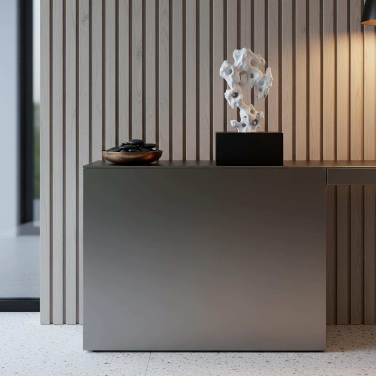 LOVIVER Harz Skulptur Wohn Deko Abstrakter Stein Kunstobjekt Harzstatue Merkmal Textur auf Mattem Sockel für Wohnzimmer Arbeitsraum Bücherregal Büroeinrichtung, Grün, 160 120 300mm