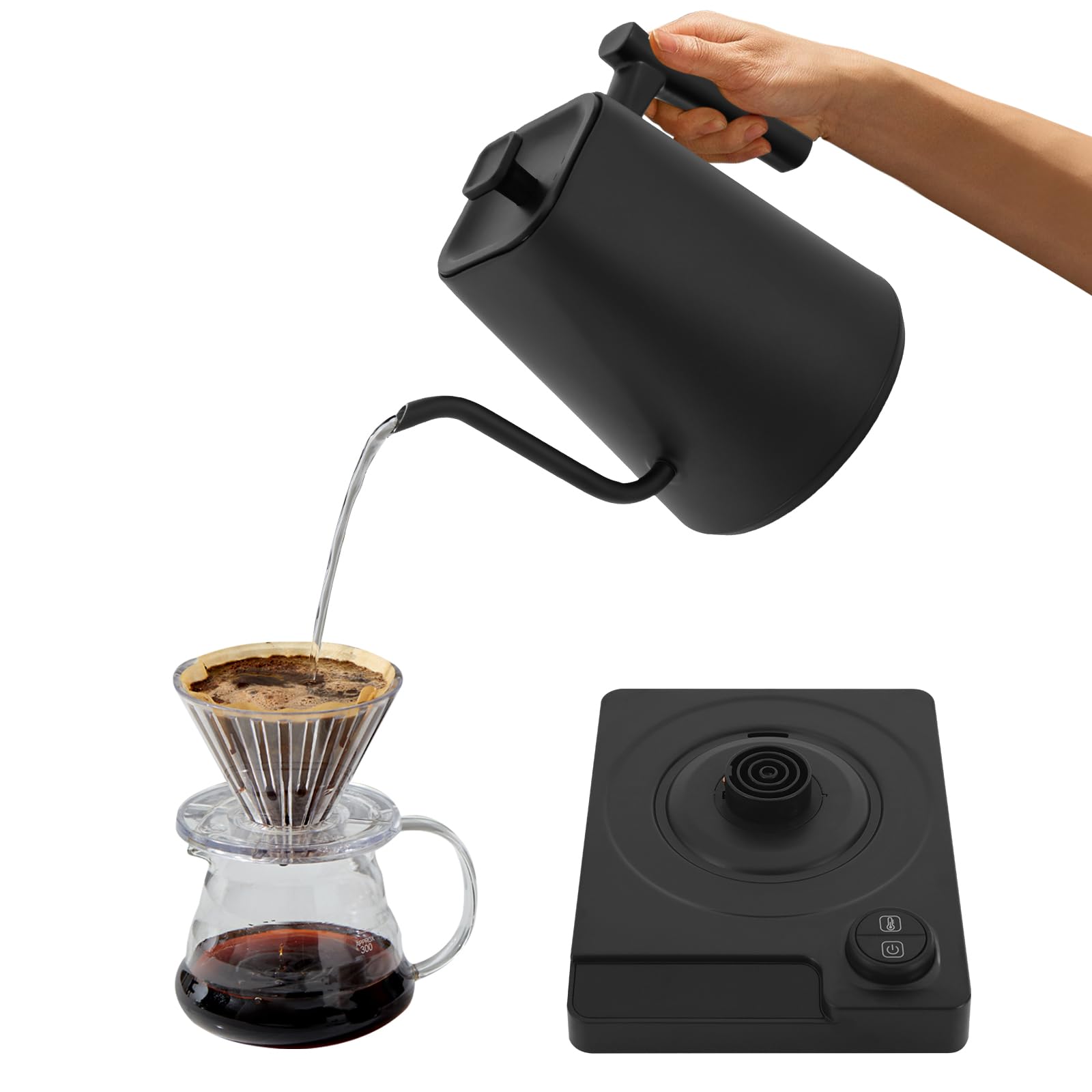 KT10pro czajnik elektryczny, precyzyjna regulacja temperatury do podgrzewania wody do kawy i herbaty, stal nierdzewna, idealny do domu, biura i baristów