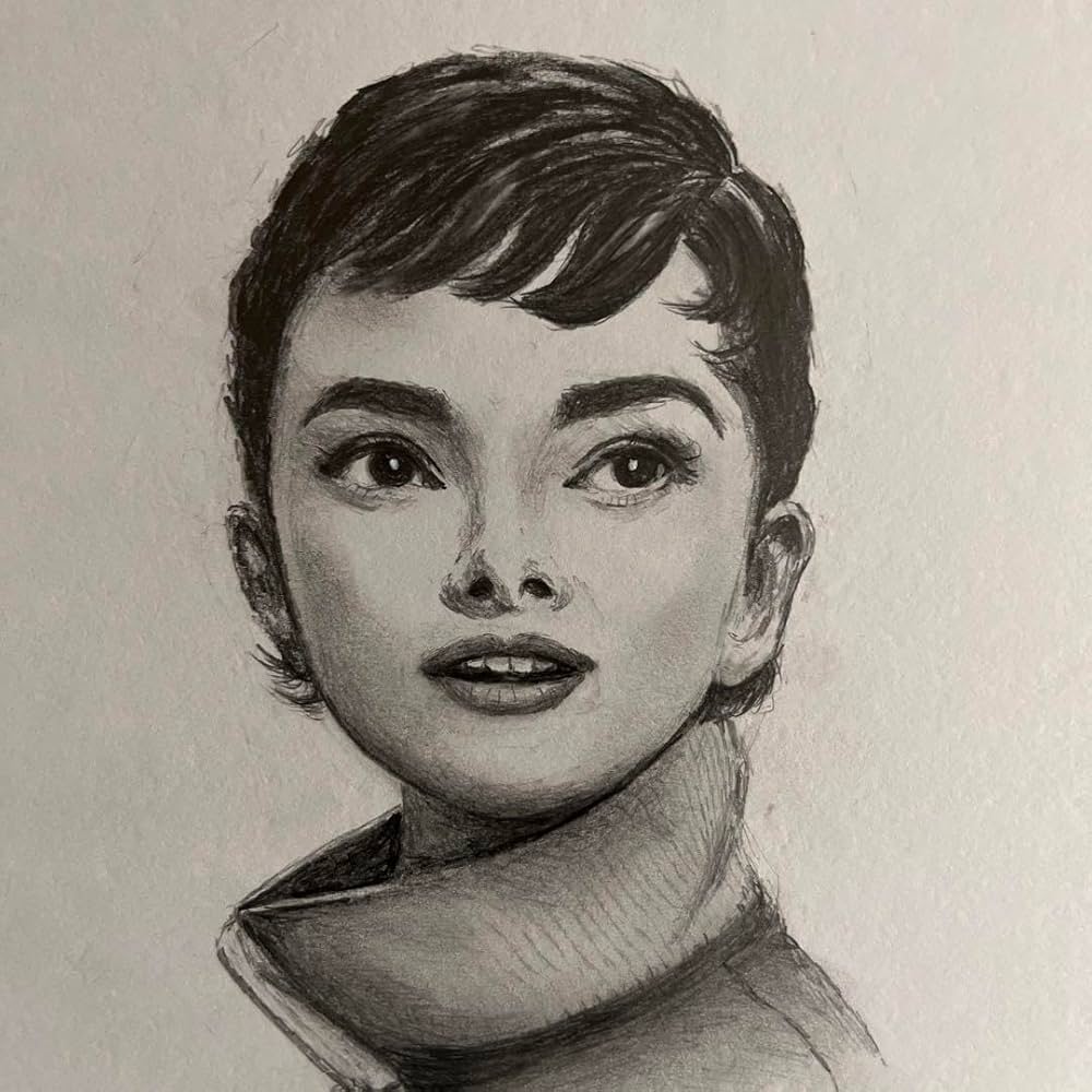 Amazon | オードリーヘップバーン 鉛筆画 ホビーグッズ | 鉛筆