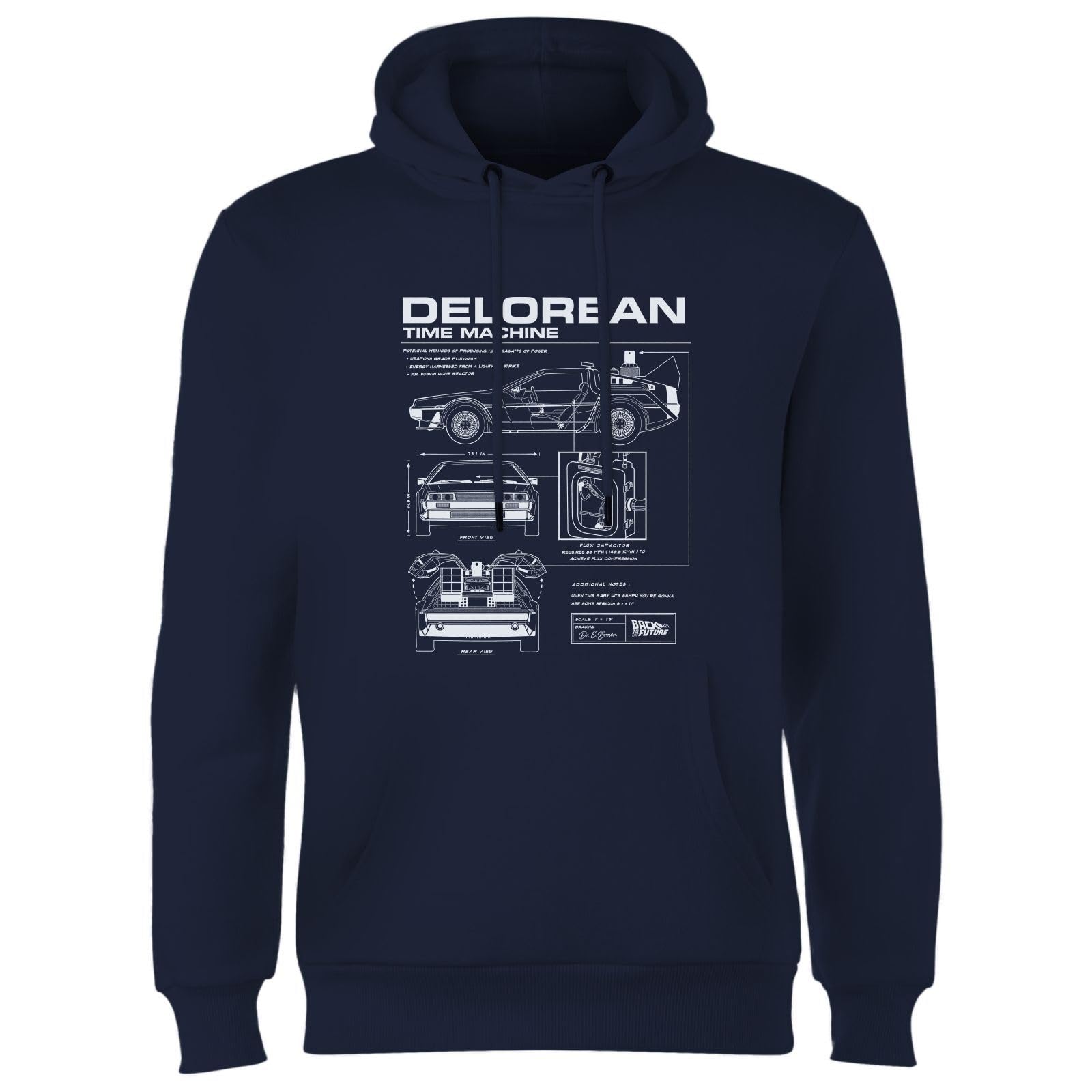 Zavvi Unisex Navy Back To The Future Delorean Schematic Hoodie - M