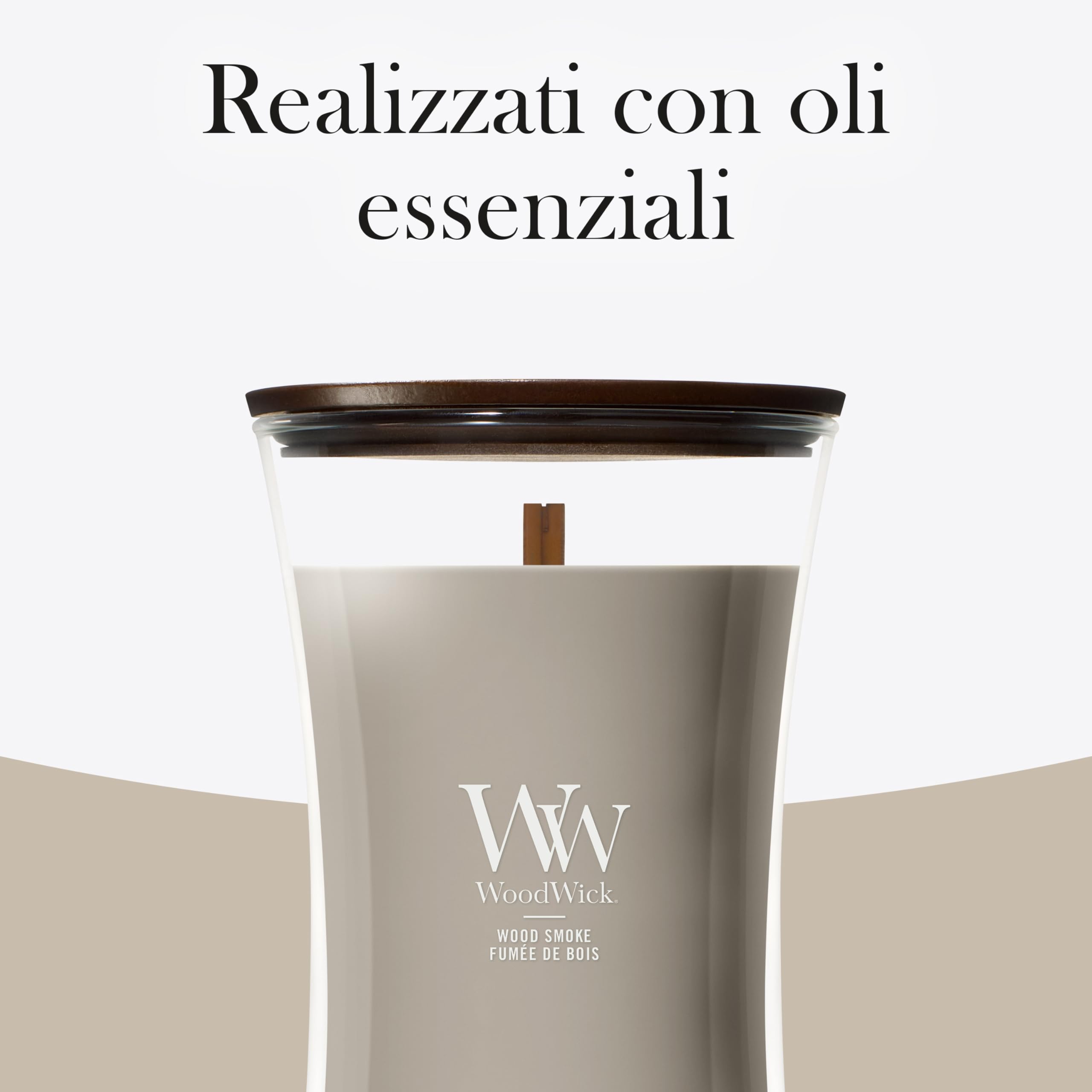 WoodWick Candela profumata | Candela a clessidra grande | Wood Smoke | Regali perfetti per donne