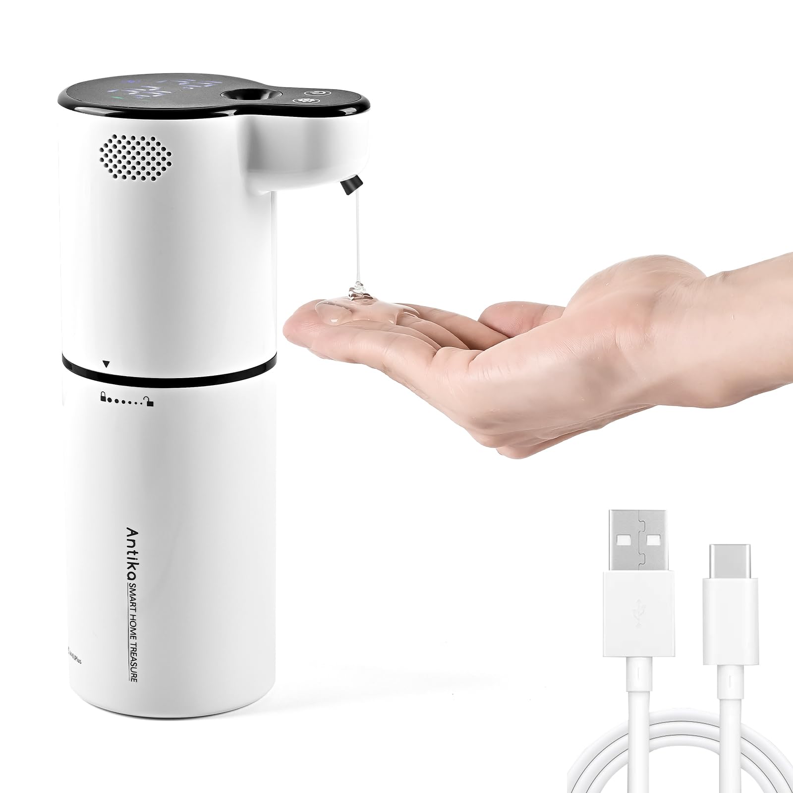Dispensador automático de jabón Inteligente Multifuncional - Combinación de aromaterapia, detección de Temperatura y Humedad y Alarma de Gas Combustible, dispensador de jabón líquido sin Contacto