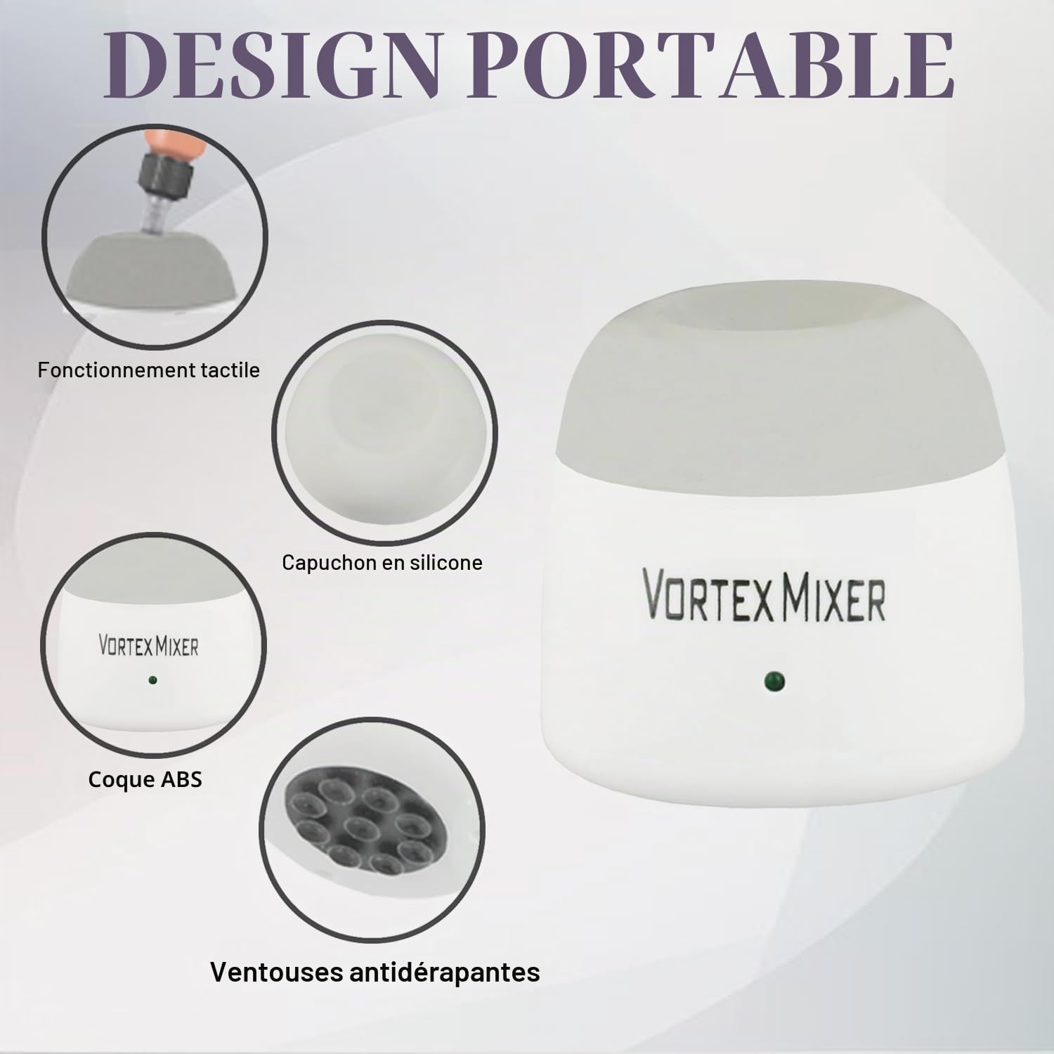 ABEST Mini Vortex Mixeur, mélangeur peinture pour salons de manucure, peintres et bricoleurs, 5200RPM agitateur de peinture de laboratoire Vortex avec fonction tactile(gris)