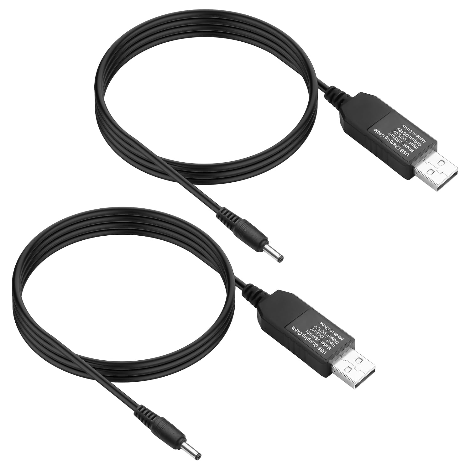 Pack of 2 USB to DC Voltage Booster Cable 5V to 12V USB to DC 3.5 x 1.35mm Power Cable 5V USB to 12V Booster Cable for Routers LED Light Strips Cameras - 3.28 ft