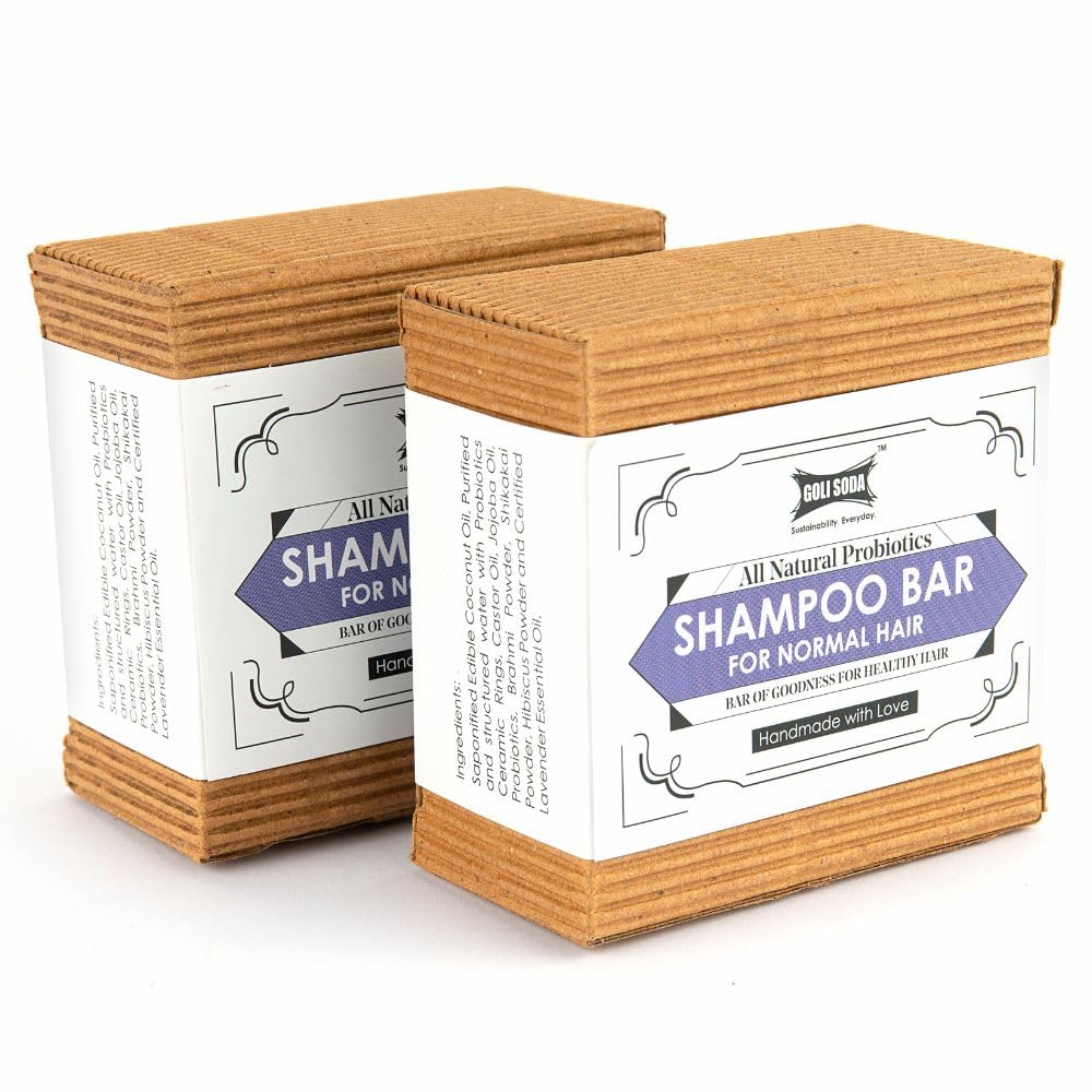 Goli Soda All Natural Probiotics Shampoo Bar for Normal Hair – A Mild Shampoo for Naturally Nourished, Healthy & Strong Hair with the Goodness of Probiotics
